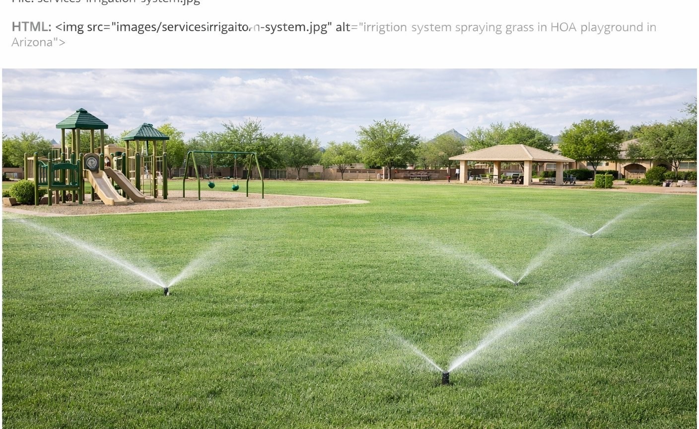 Commercial irrigation system on turf areas